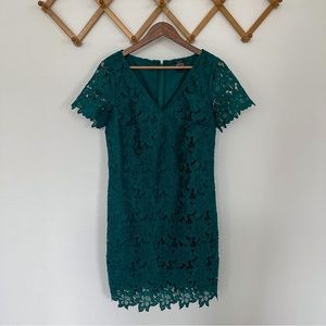 Ann Taylor Emerald Forest Green Lace Formal Wedding Guest Dress